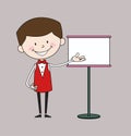 Cartoon Waiter Caterer - Showing on White Board