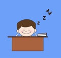 Cartoon Waiter Caterer - Sleeping on Office Desk