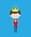 Cartoon Waiter Caterer - Wearing a Crown