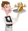 Cartoon Waiter Pointing and Kebab Royalty Free Stock Photo