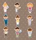 Cartoon waiter and waitress stickers Royalty Free Stock Photo