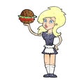 cartoon waitress with burger