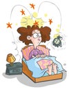 Cartoon waking-up Woman.