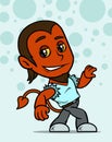 Cartoon walking little red devil boy character Royalty Free Stock Photo