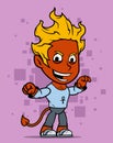 Cartoon walking little red devil boy character Royalty Free Stock Photo