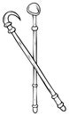 Cartoon walking stick with a hook and with circle top for coloring books or creative projects Royalty Free Stock Photo