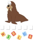 Cartoon walrus crossword. Vector illustration