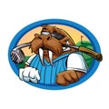 Cartoon walrus golf club