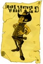 Cartoon wanted poster of a cowboy Royalty Free Stock Photo