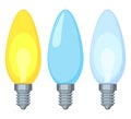 Cartoon warm and cold candle light bulb set Royalty Free Stock Photo