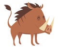 Cartoon warthog.Vector illustration. Drawing animal for children. Zoo for kids.