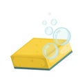 Cartoon washing dish yellow sponge .