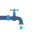 cartoon water tap with falling dropwater