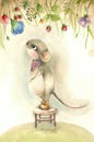 Cartoon watercolor mouse