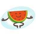 Cartoon Watermelon Character in a meditative pose