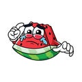 Cartoon watermelon expression is sad and crying Royalty Free Stock Photo