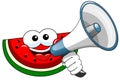 Cartoon watermelon speaking megaphone