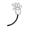 Cartoon Waving Hand and Comic Arm with Five Fingers in White Glove Gesturing Vector Illustration