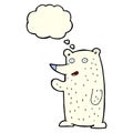 cartoon waving polar bear with thought bubble Royalty Free Stock Photo