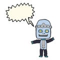 cartoon waving robot with speech bubble