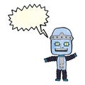 cartoon waving robot with speech bubble