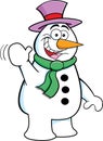 Cartoon Waving Snowman