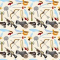 Cartoon weapon set seamless pattern