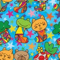 Cartoon wear stocking jump sky seamless pattern