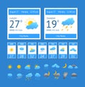 Cartoon Weather Color Element Set. Vector