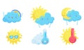 Cartoon Weather Forecast. Meteorology Kids Vocabulary Vector Set Royalty Free Stock Photo