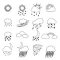 Cartoon Weather Thin Line Icons Set. Vector Royalty Free Stock Photo
