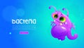 Cartoon web banner with cute bacteria or pathogen