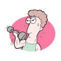 Cartoon weight lifting man Royalty Free Stock Photo