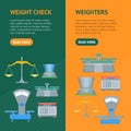 Cartoon Weight Scales Banner Vecrtical Set . Vector