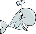 Cartoon whale swimming under water vector illustration for children