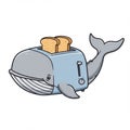 Cartoon Whale Toaster with Toasted Bread Royalty Free Stock Photo