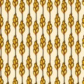 Cartoon wheat ears vertical stripes seamless pattern, vector