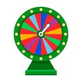 Cartoon wheel fortune lottery design element. Spinning lucky fortune isolated on white. Vector illustration