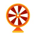 Cartoon wheel fortune lottery design element. Spinning lucky fortune isolated on white. Vector illustration