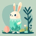 Cartoon Whimisical Easter Rabbit Garden Royalty Free Stock Photo