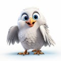 Cartoon White Bird On White Background - Unreal Engine 5 Style