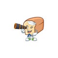 Cartoon of white bread in character sailor holding binocular.