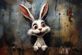 Cartoon white bunny rabbit. Beautiful illustration picture. Generative AI