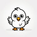 Cute Cartoon White Chicken Vector Illustration