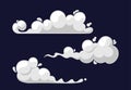 Cartoon White Cloud Of Smoke Trails, Cigarette Or Hot Drink Steam. Explosion, Traffic Fume Or Speed Trail, Cloud Puff Royalty Free Stock Photo