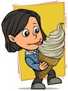 Cartoon girl character eating big white ice cream