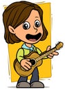 Cartoon girl character with wooden acoustic guitar