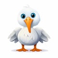 Cartoon White Duck With Shiny Eyes And Long Legs Royalty Free Stock Photo