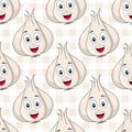 Cartoon White Garlic Seamless Pattern
