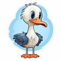 Cute Cartoon Goose Sticker - Dark White And Blue Style